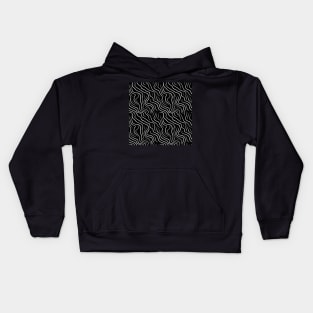 Monochrome Elegance: White Abstract Lines on Black Kids Hoodie